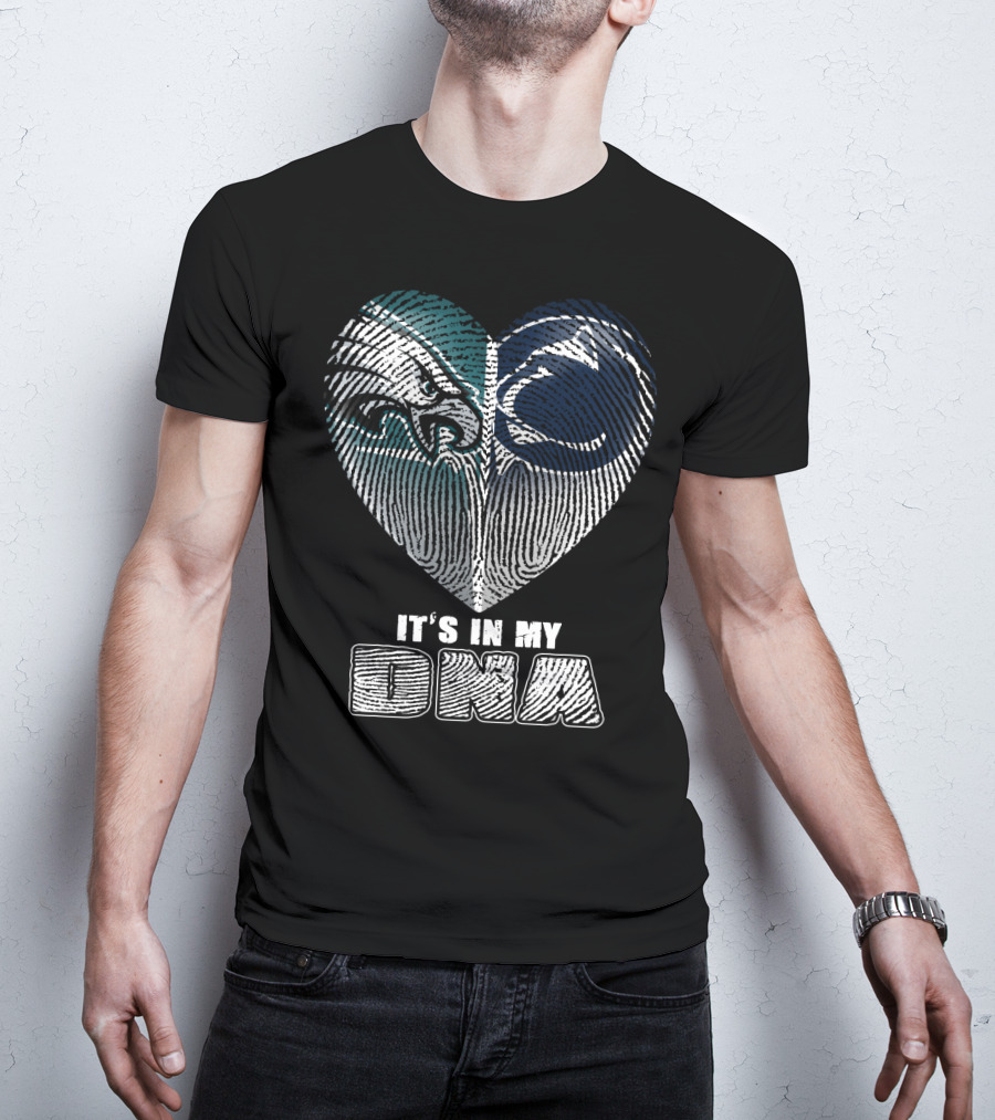 It's In My Dna Eagles Penn State Heart Fingerprint T-Shirt