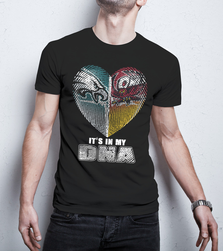 It's In My Dna Eagles Hurricanes Heart Fingerprint T-Shirt