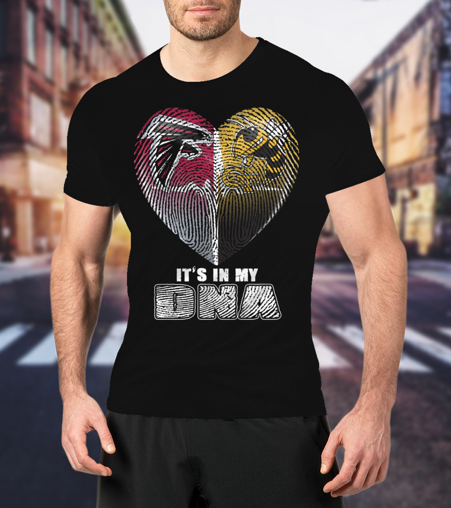 It's In My Dna Falcons Georgia Tech Heart Fingerprint T-Shirt