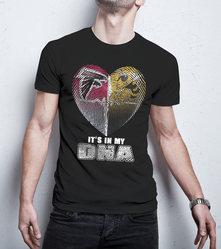 It's In My Dna Falcons Georgia Tech Heart Fingerprint T-Shirt