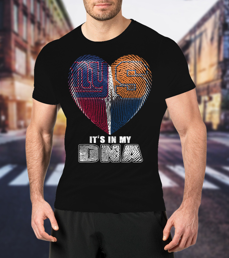 It's In My Dna New York Giants Syracuse Football Heart Fingerprint T-Shirt