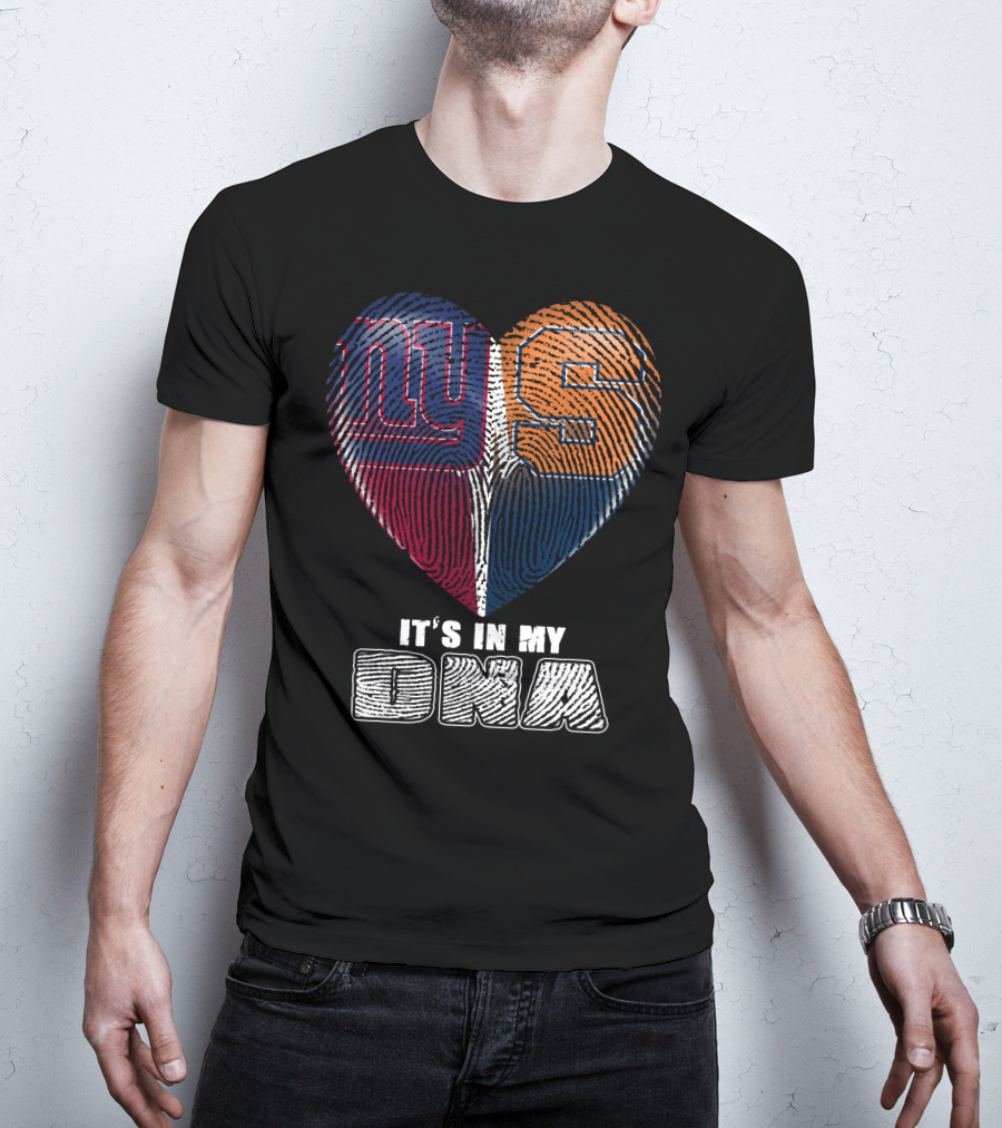 It's In My Dna New York Giants Syracuse Football Heart Fingerprint T-Shirt