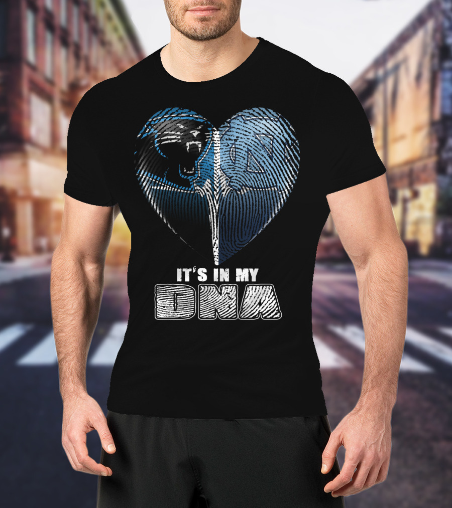 It's In My Dna Carolina Panthers North Carolina Tar Heels Heart Fingerprint T-Shirt