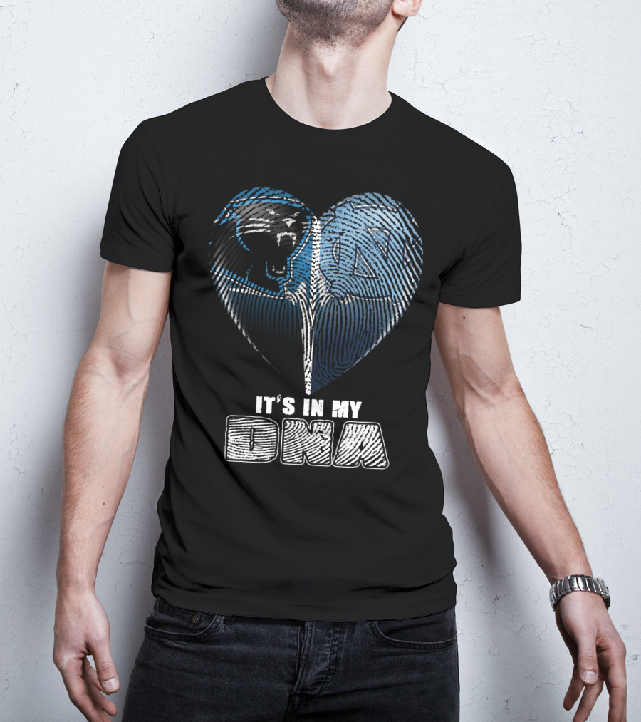 It's In My Dna Carolina Panthers North Carolina Tar Heels Heart Fingerprint T-Shirt