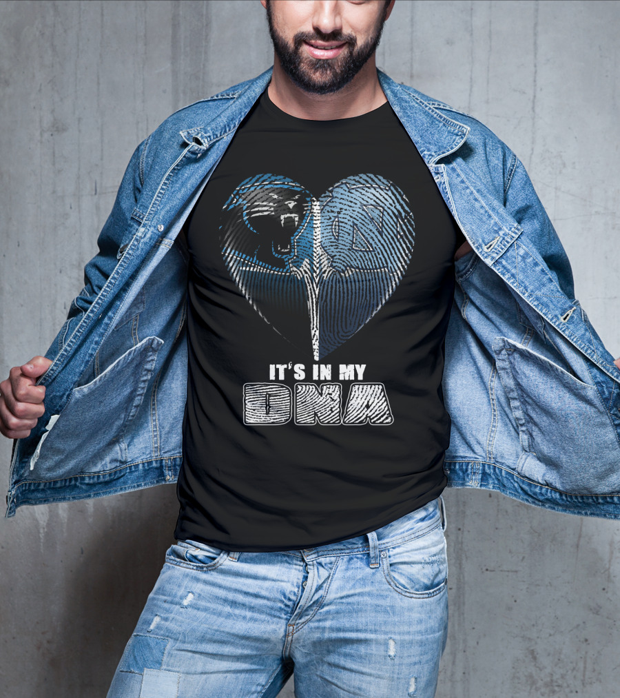 It's In My Dna Carolina Panthers North Carolina Tar Heels Heart Fingerprint T-Shirt