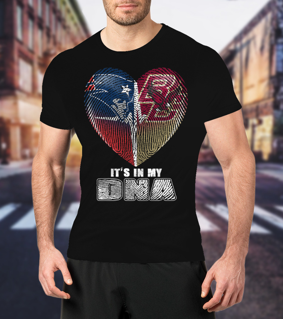 It's In My Dna Patriots Boston College Heart Fingerprint T-Shirt