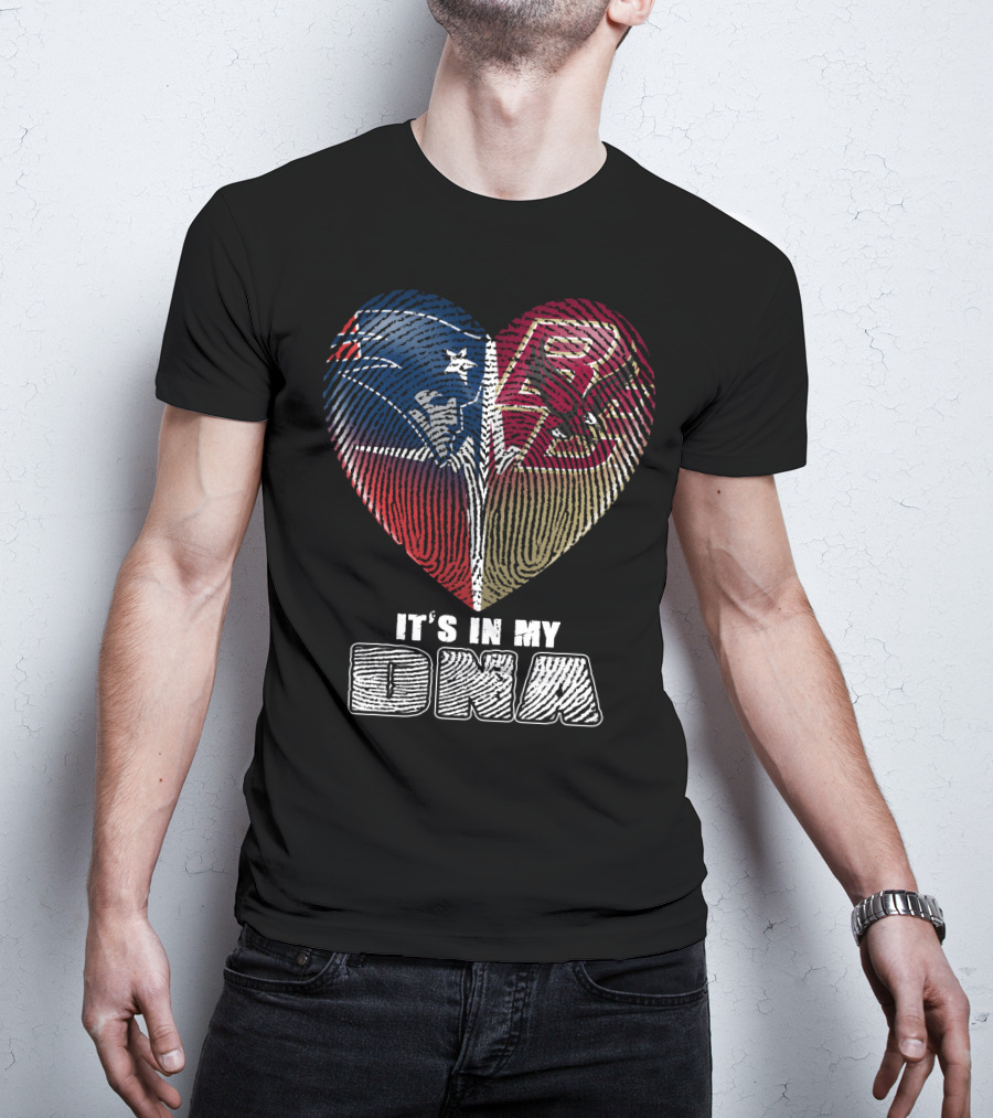 It's In My Dna Patriots Boston College Heart Fingerprint T-Shirt