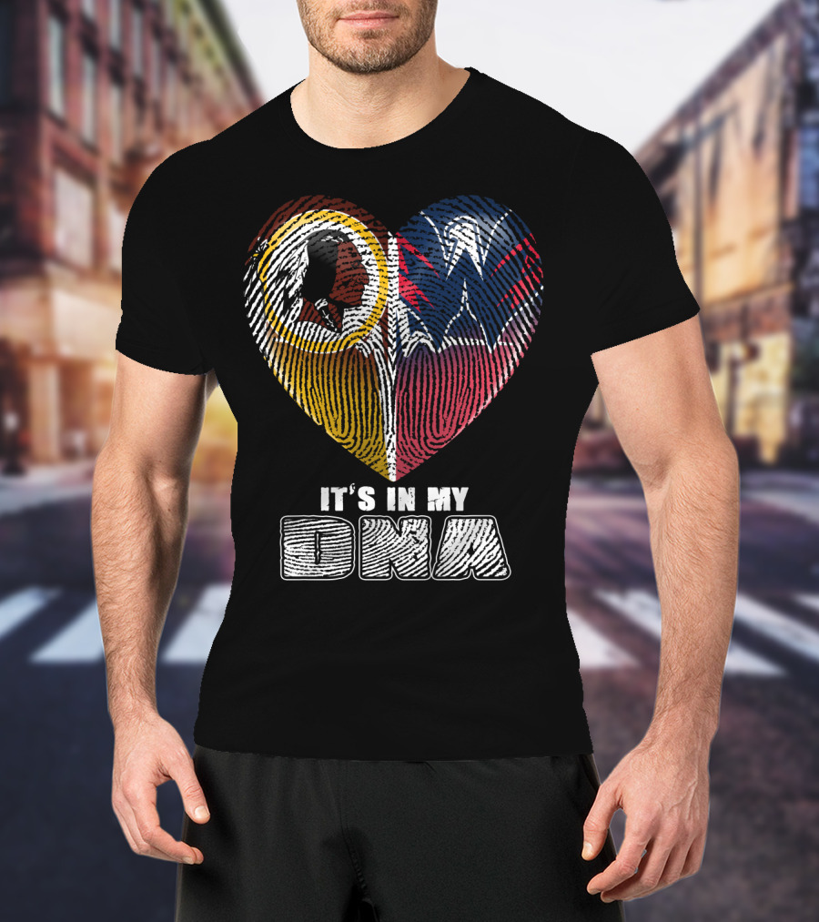 It's In My Dna Washington Football And Wizards Heart Fingerprint T-Shirt