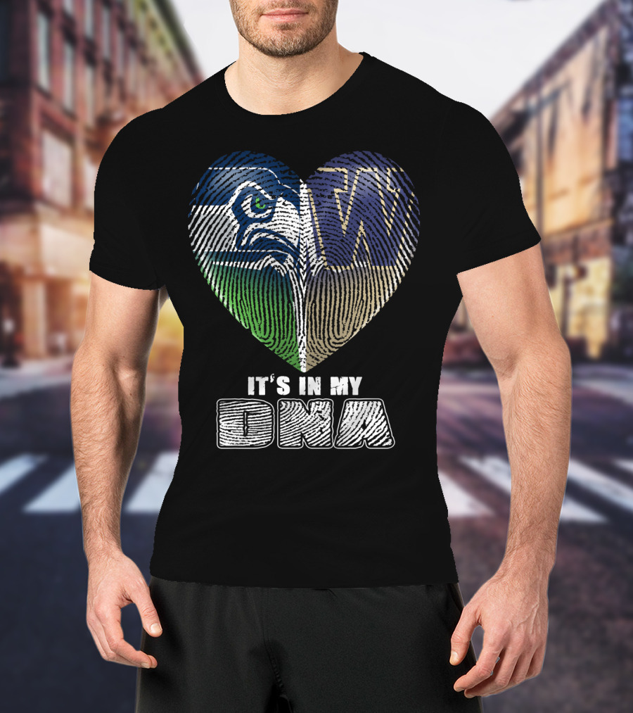 It's In My Dna Seahawks Huskies Heart T-Shirt