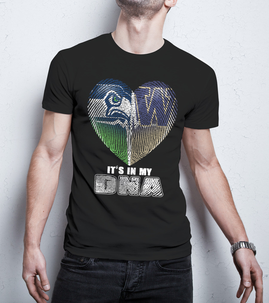 It's In My Dna Seahawks Huskies Heart T-Shirt