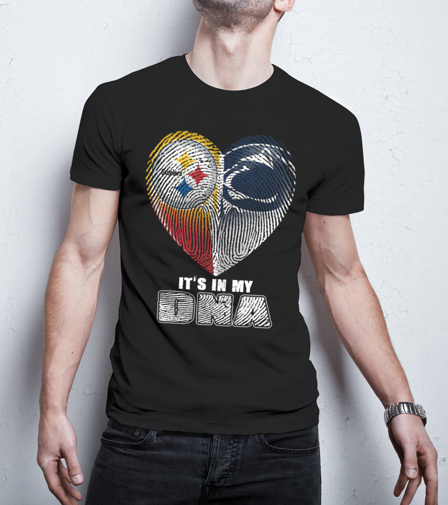 It's In My Dna Steelers Penn State Heart Fingerprint T-Shirt