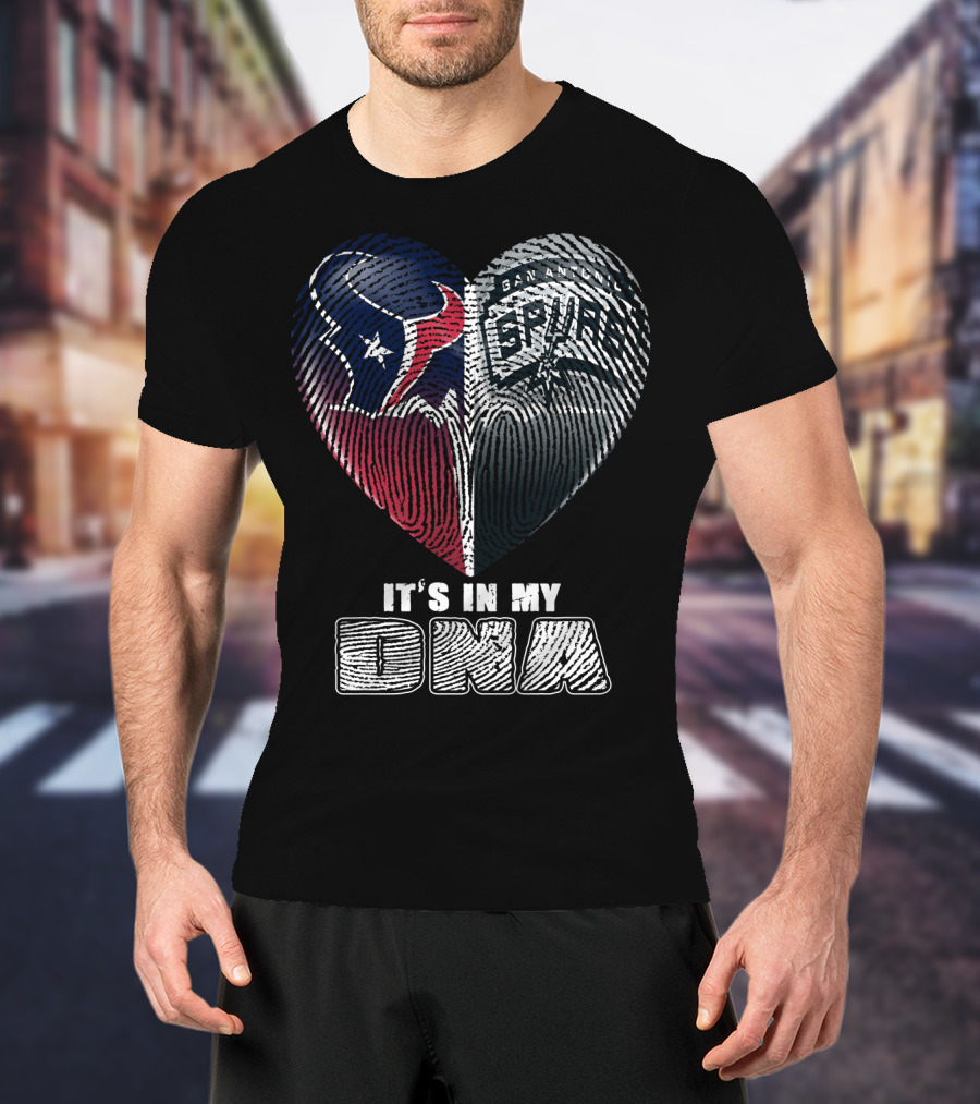 It's In My Dna Houston Texas San Antonio Spurs Heart Fingerprint T-Shirt