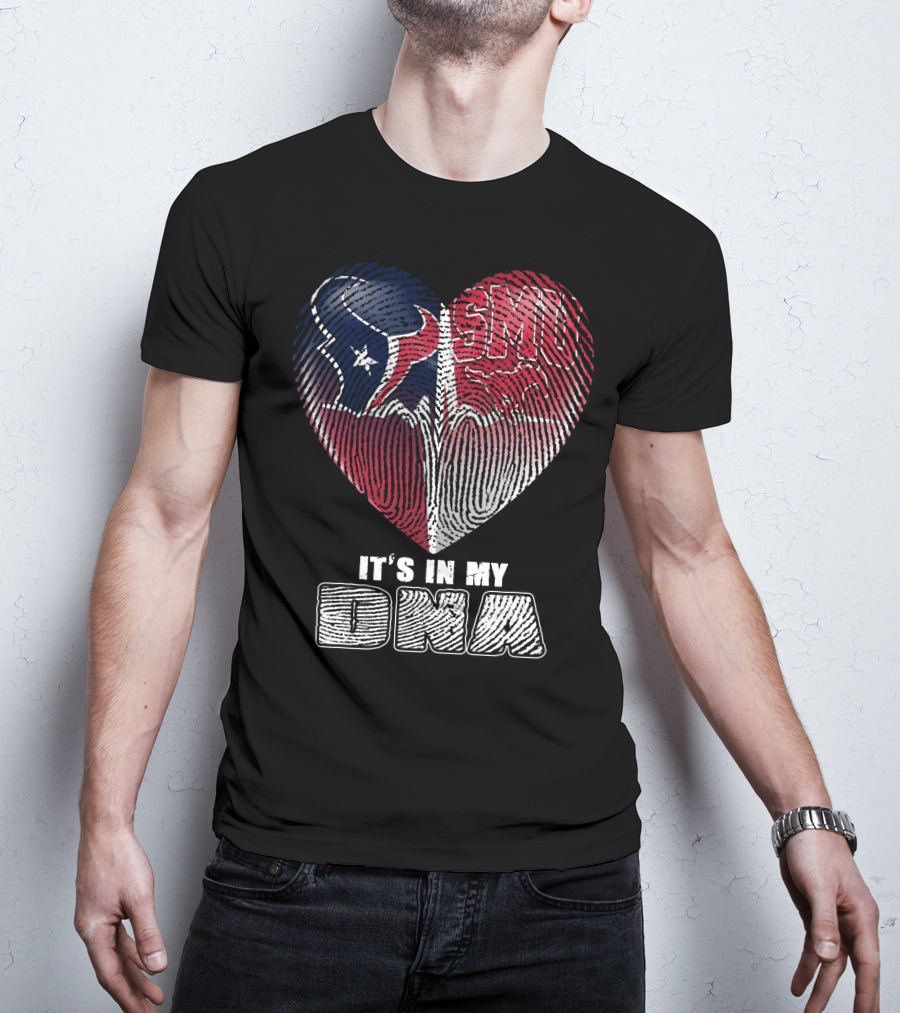 Houston Texans And Smu Heart It's In My Dna T-Shirt