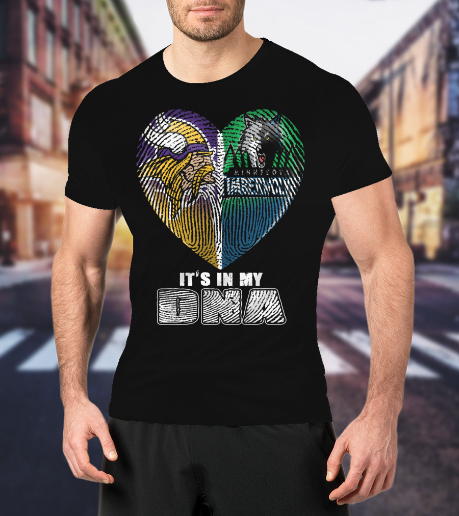 It's In My Dna Minnesota Vikings Timberwolves Heart Fingerprint T-Shirt
