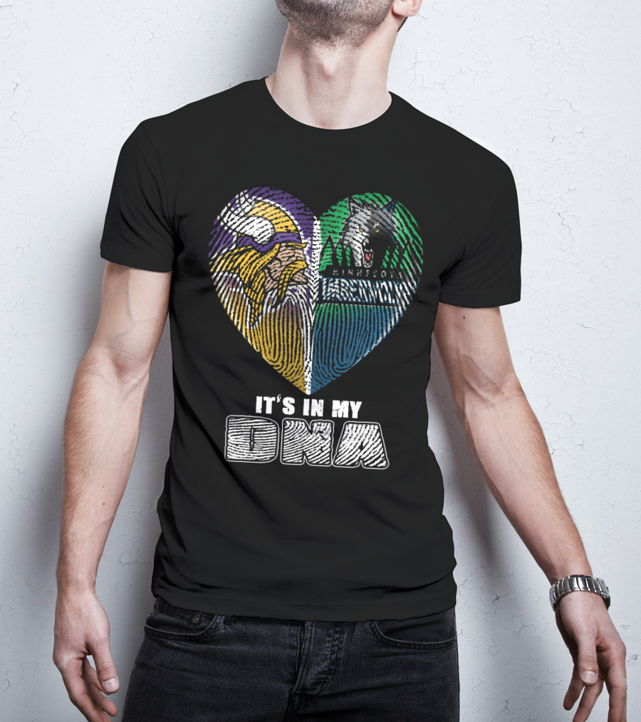 It's In My Dna Minnesota Vikings Timberwolves Heart Fingerprint T-Shirt