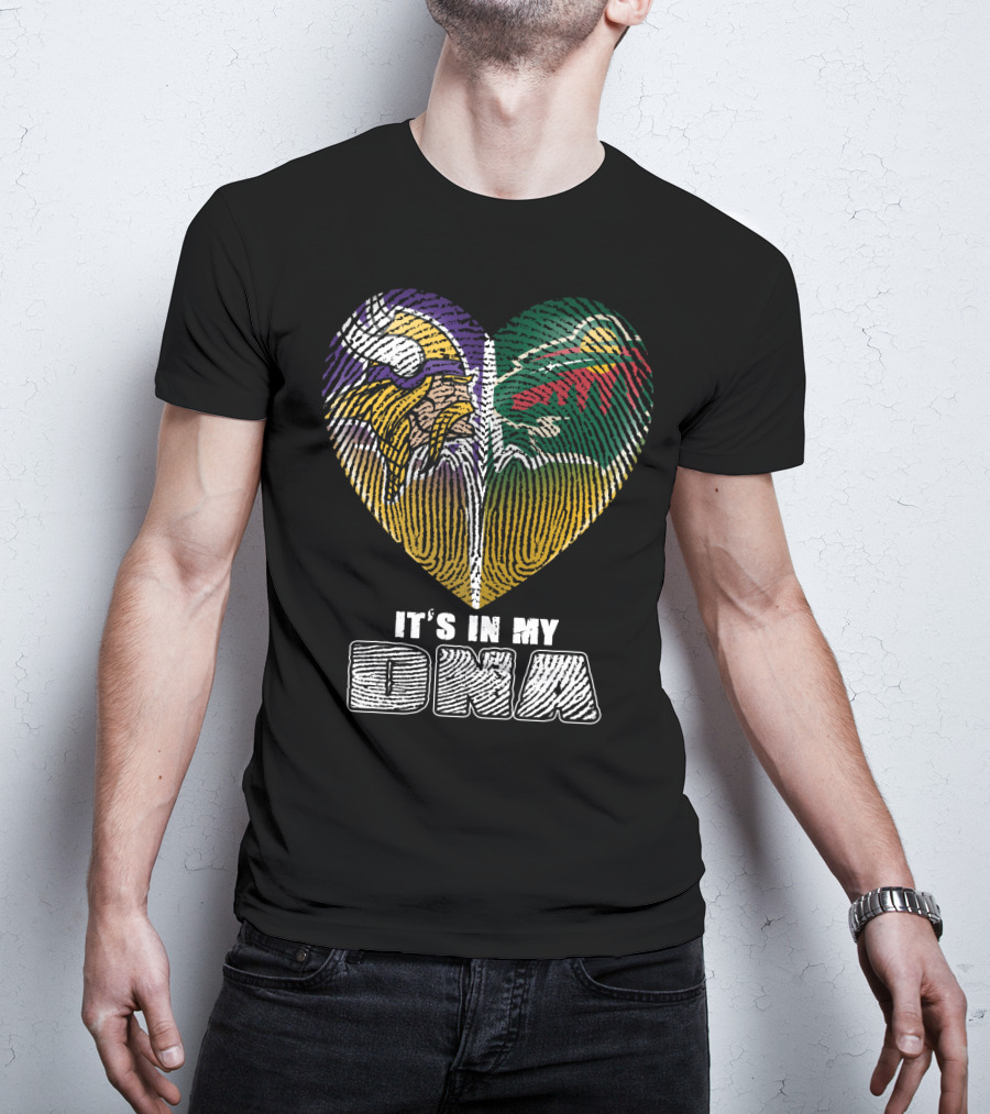 It's In My Dna Minnesota Vikings Wild Heart Fingerprint T-Shirt
