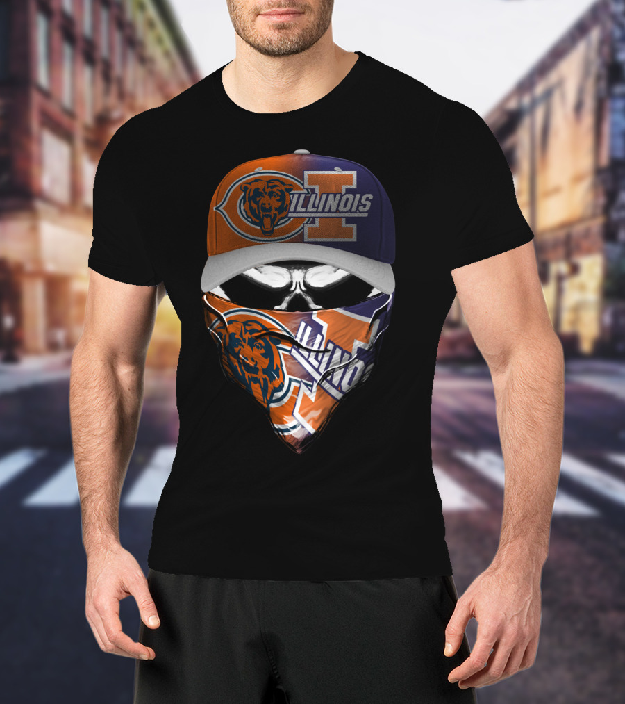 Chicago Bears Illinois Fan Mask Hat T-Shirt