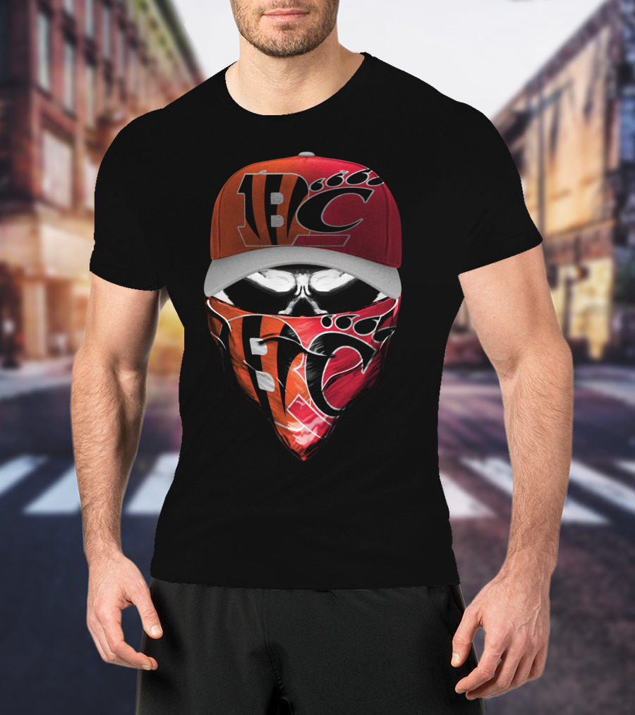 Bengals Skull Mask And Cap T-Shirt