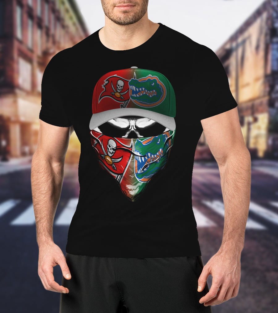 Buccaneers Gators Skull Mask Hat T-Shirt