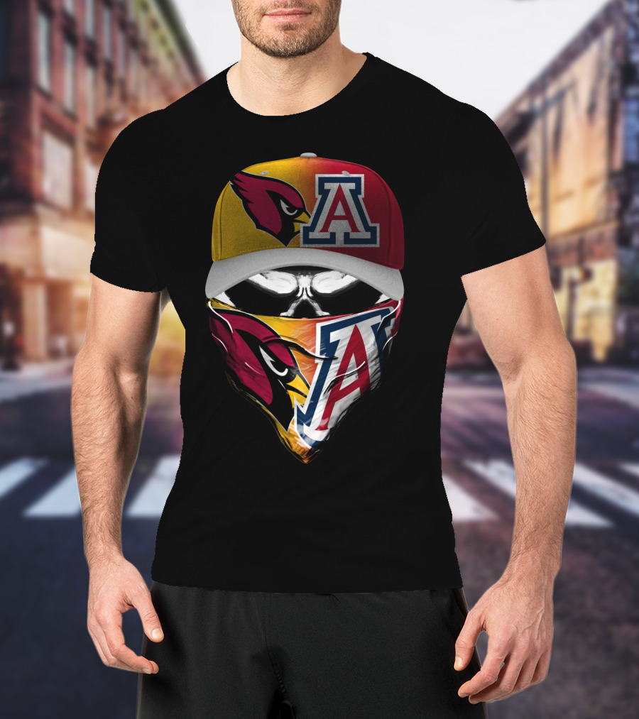 Arizona Cardinals And University Of Arizona Wildcats Fan Mask 'Skum 031' T-Shirt