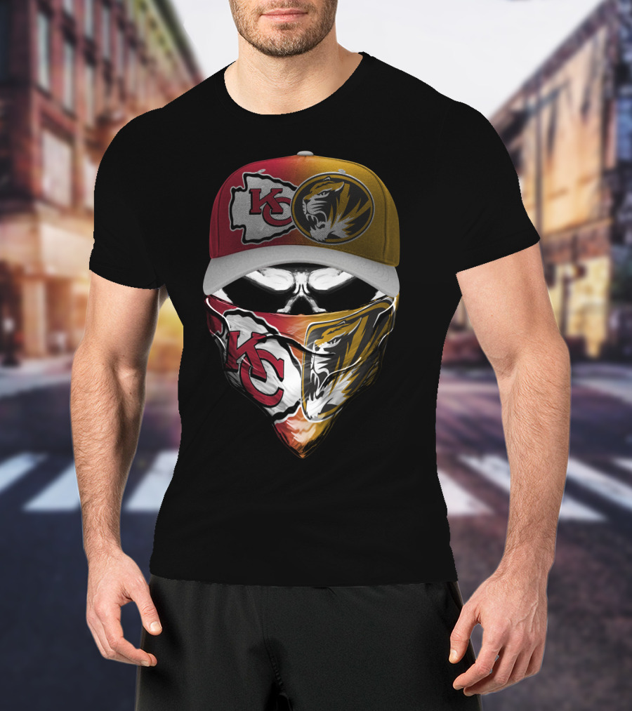 Kansas City Chiefs Missouri Tigers Crossover Bandana Cap T-Shirt