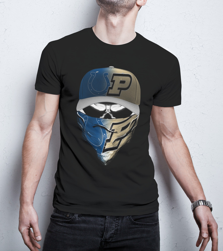 Indianapolis Colts Purdue Boilermakers Skull Mask Skum T-Shirt