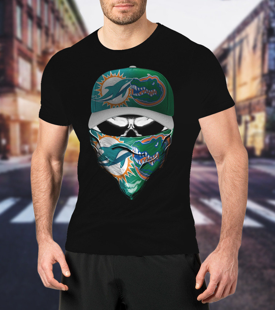 Miami Dolphins Florida Gators Skull Cap Bandana T-Shirt
