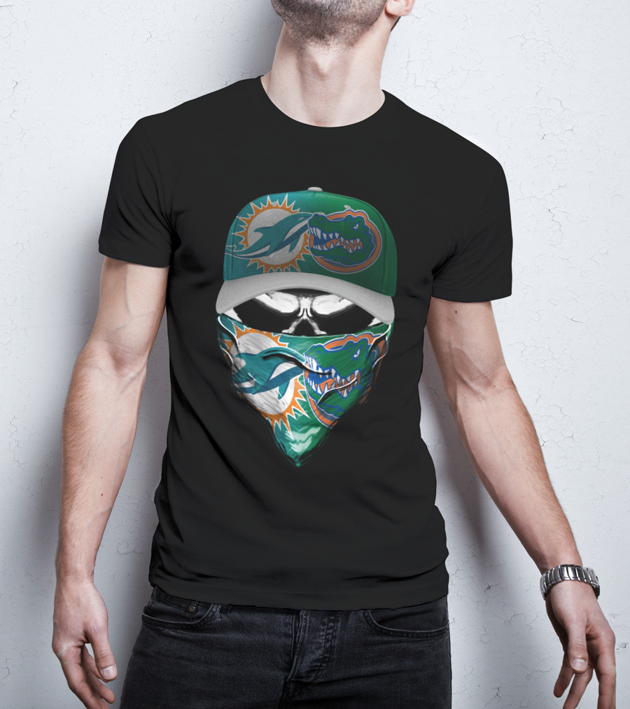 Miami Dolphins Florida Gators Skull Cap Bandana T-Shirt