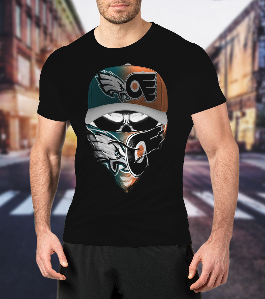 Philadelphia Eagles Flyers Fan Mask Hat Dual T-Shirt