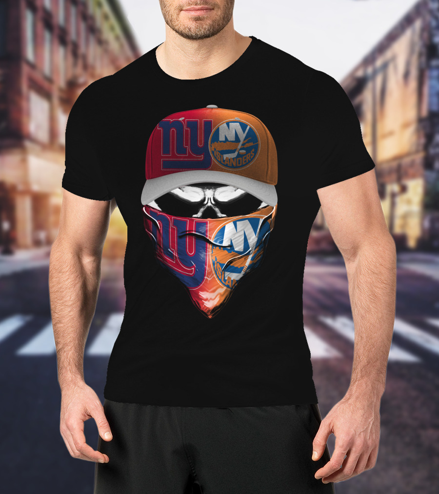 Ny Giants Ny Islanders Skull Mask Combo T-Shirt