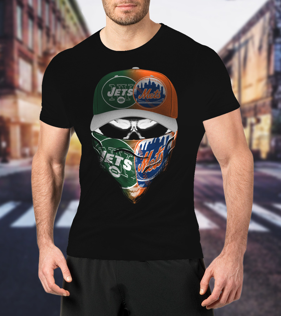 Ny Jets Ny Mets Skull Face 069 T-Shirt