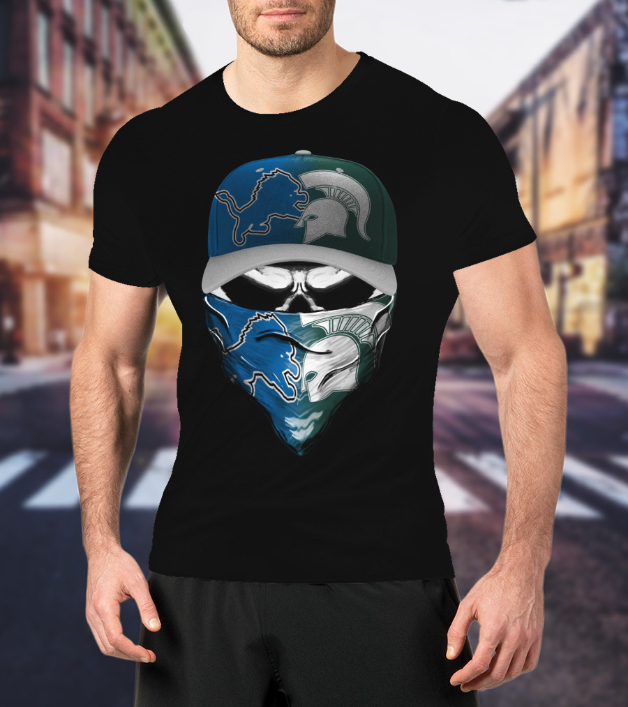 Detroit Lions Spartan Skull Skum 076 T-Shirt