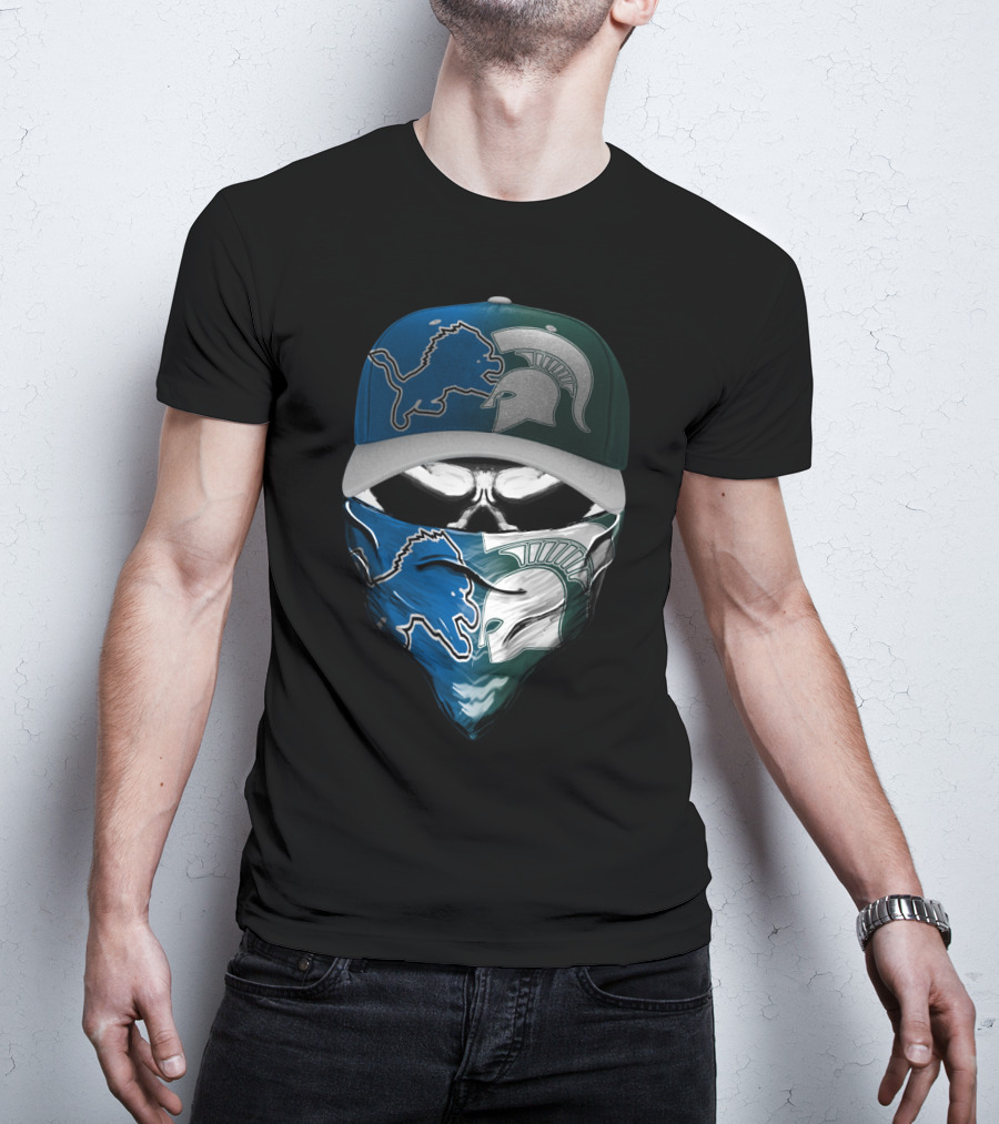 Detroit Lions Spartan Skull Skum 076 T-Shirt
