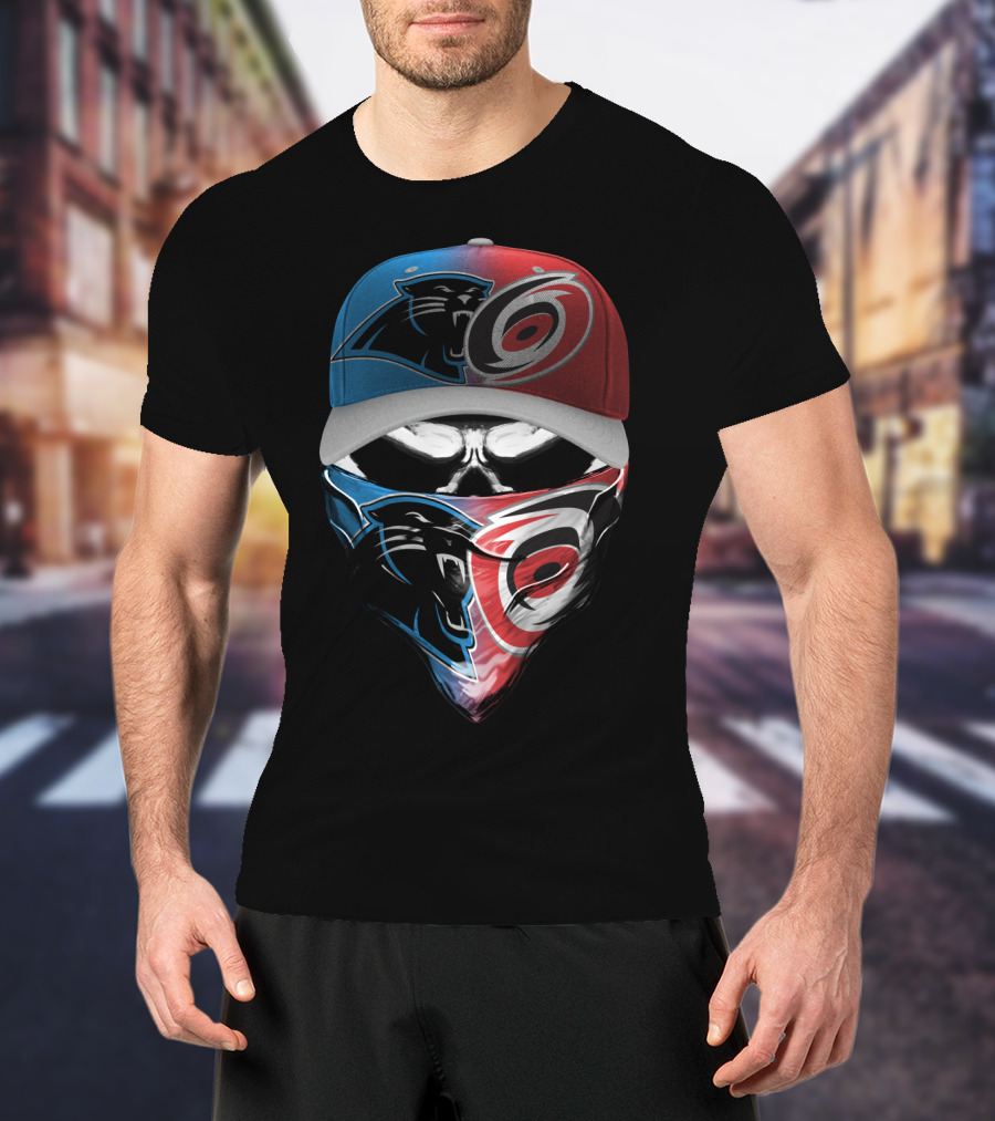 Carolina Panthers Hurricanes Dual Face Mask Hat Design 081 T-Shirt