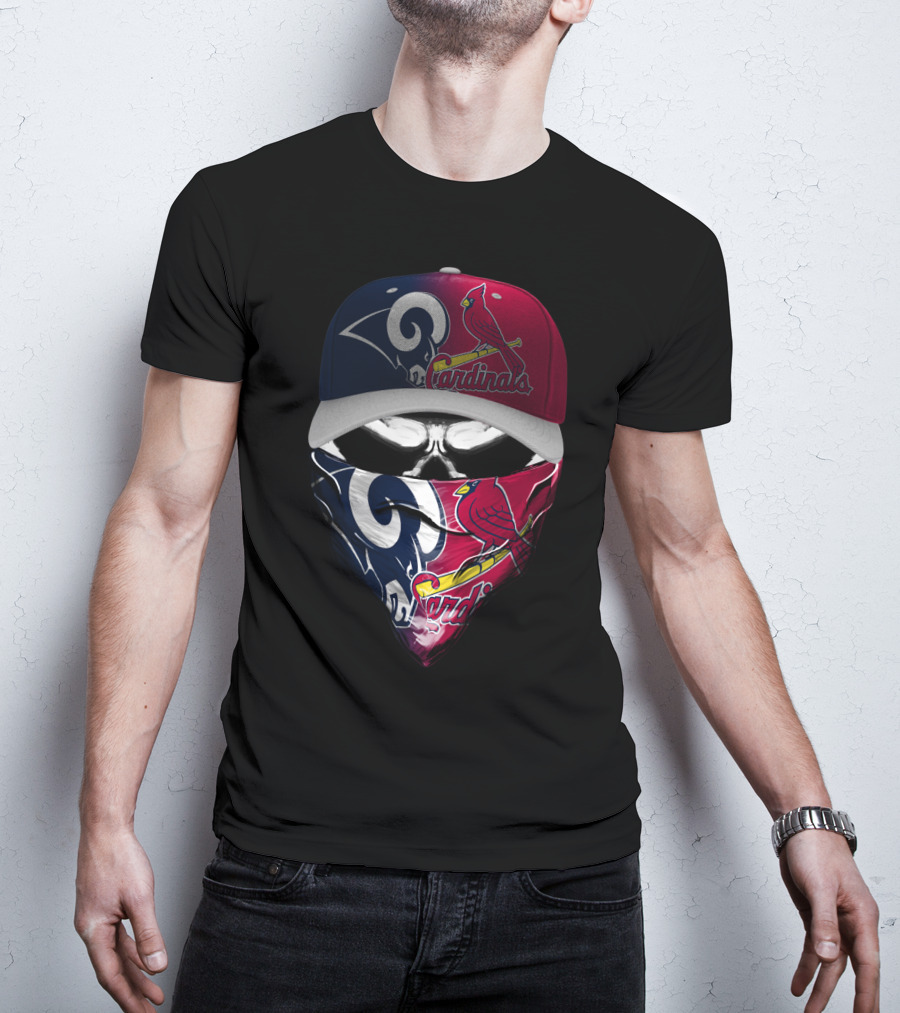 Rams Cardinals Split Logo Hat Mask Skum 100 T-Shirt