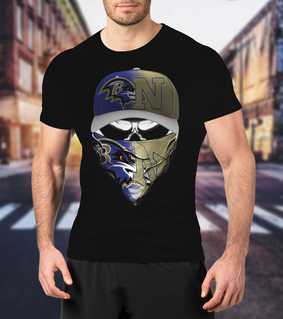 Ravens Skull Face Bandana Hat Baltimore T-Shirt