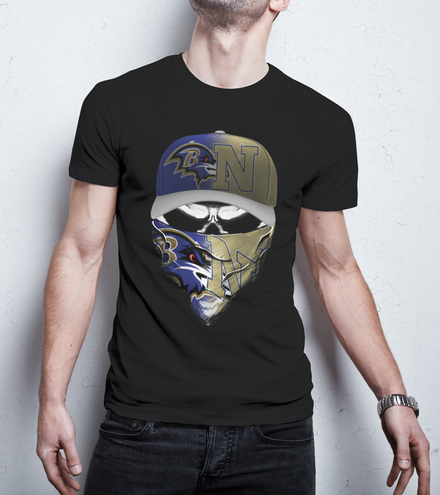 Ravens Skull Face Bandana Hat Baltimore T-Shirt