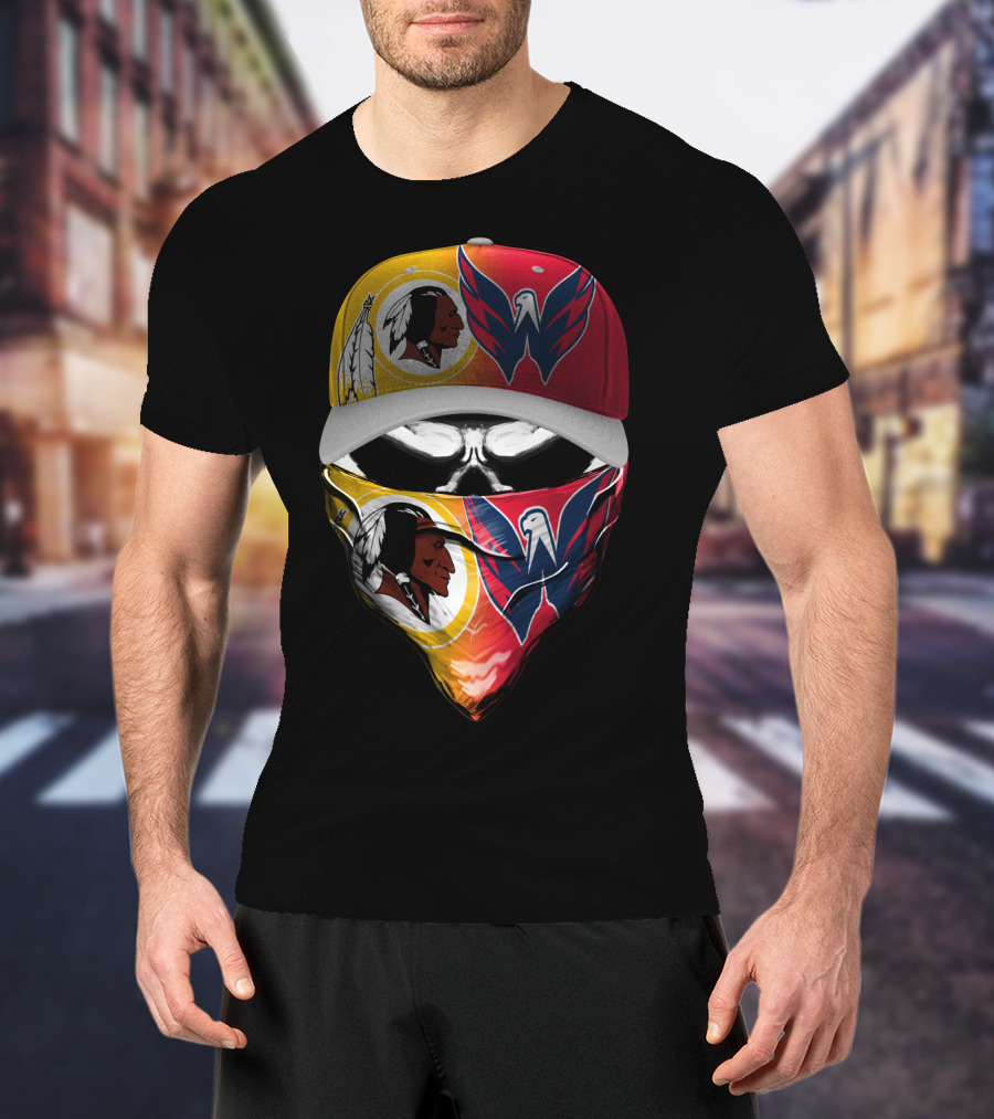 Washington Redskins And Capitals Face Covering Combo T-Shirt