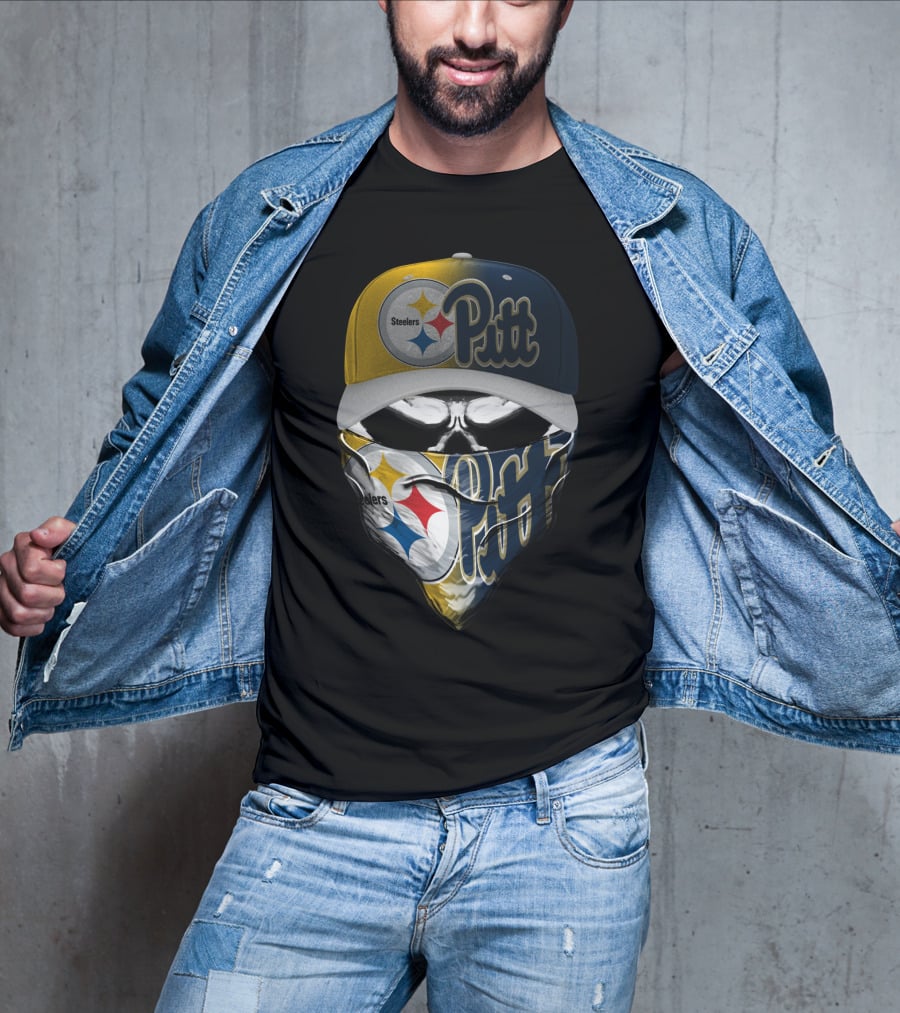 Steelers Pitt Skull Mask Cap T-Shirt