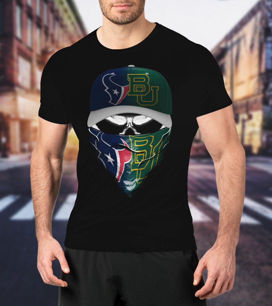 Houston Texans Baylor University Fan Mask Skull T-Shirt