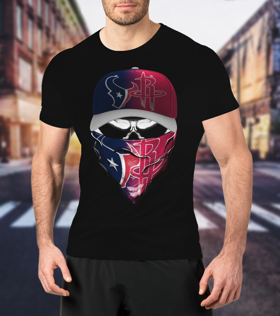 Houston Texans Rockets Combo Skull Bandana Hat T-Shirt