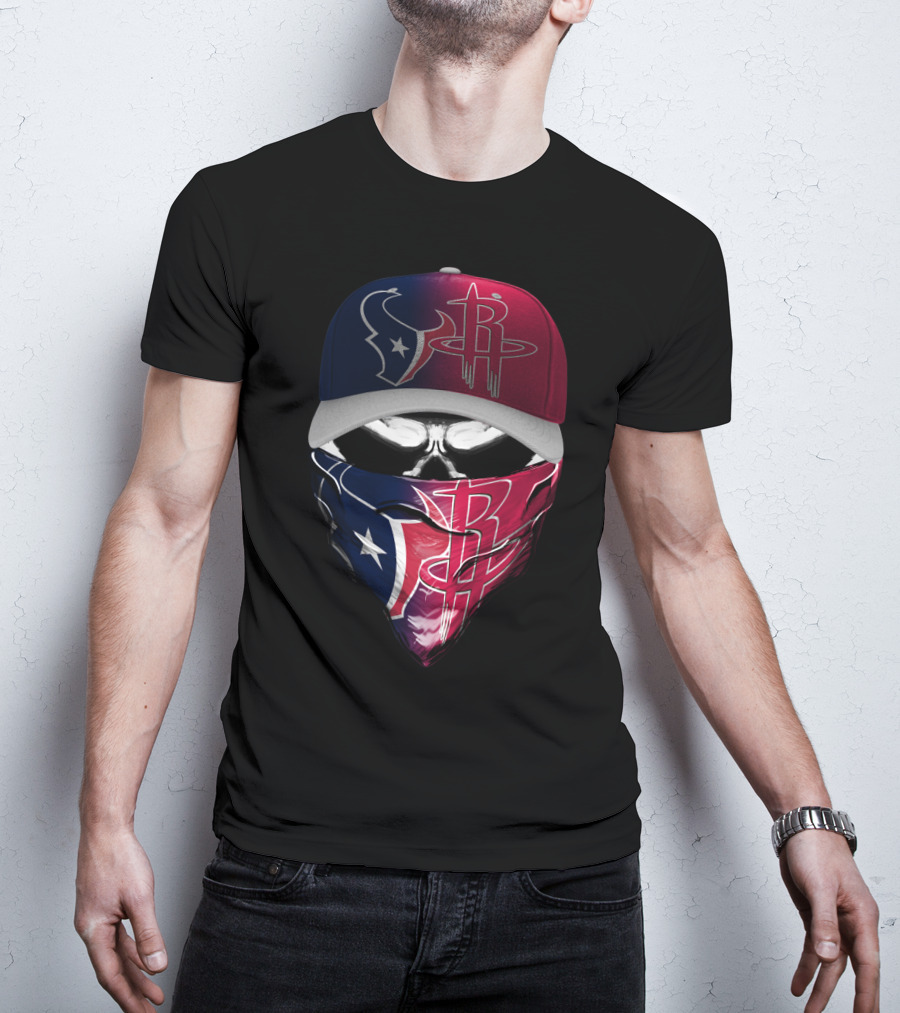 Houston Texans Rockets Combo Skull Bandana Hat T-Shirt