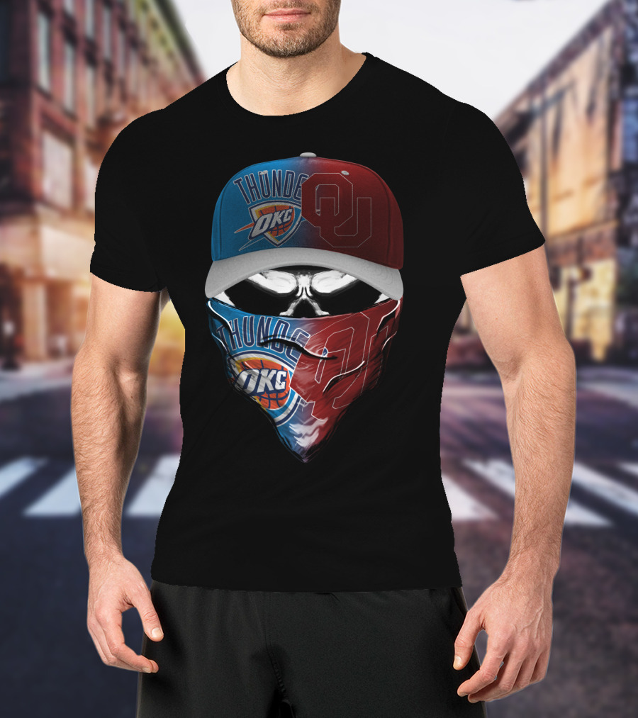 Thunder Okc Ou Cap And Bandana Combination T-Shirt