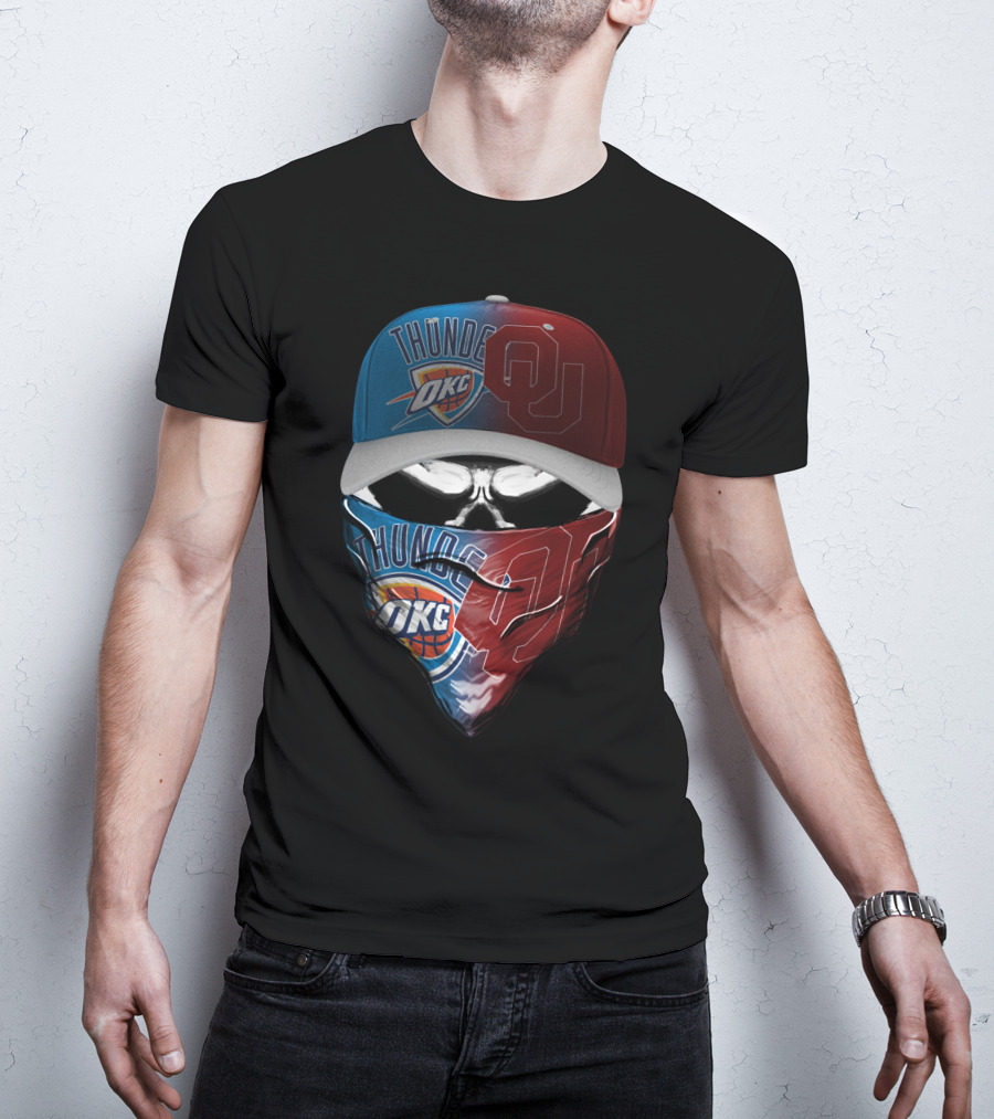 Thunder Okc Ou Cap And Bandana Combination T-Shirt