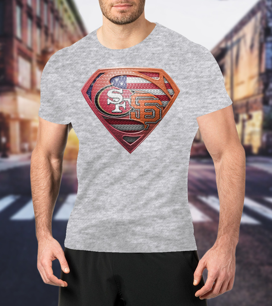 Sf 49ers Sf Giants Superman American Flag T-Shirt