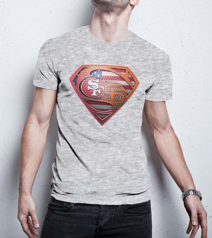 Sf 49ers Sf Giants Superman American Flag T-Shirt