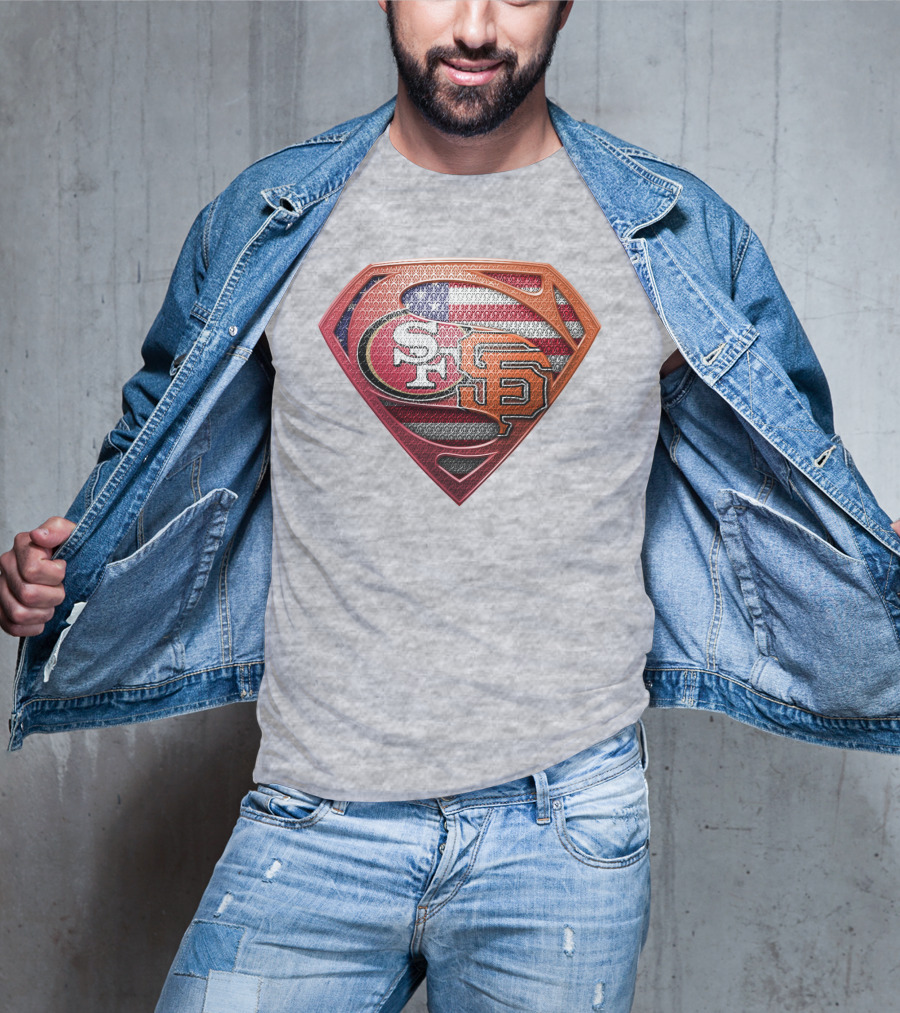 Sf 49ers Sf Giants Superman American Flag T-Shirt