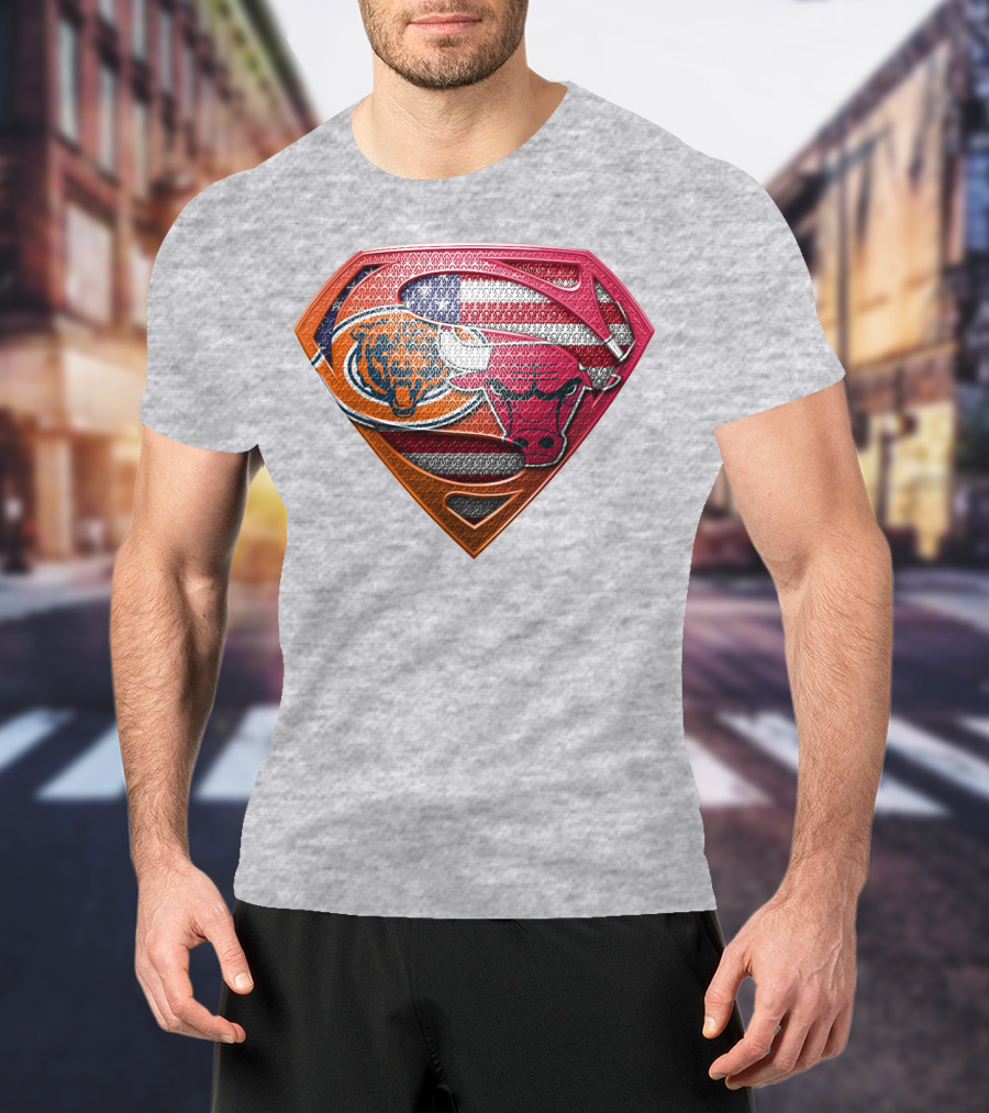 Super Symbols Collage:  Bears Bulls Usa Flag T-Shirt