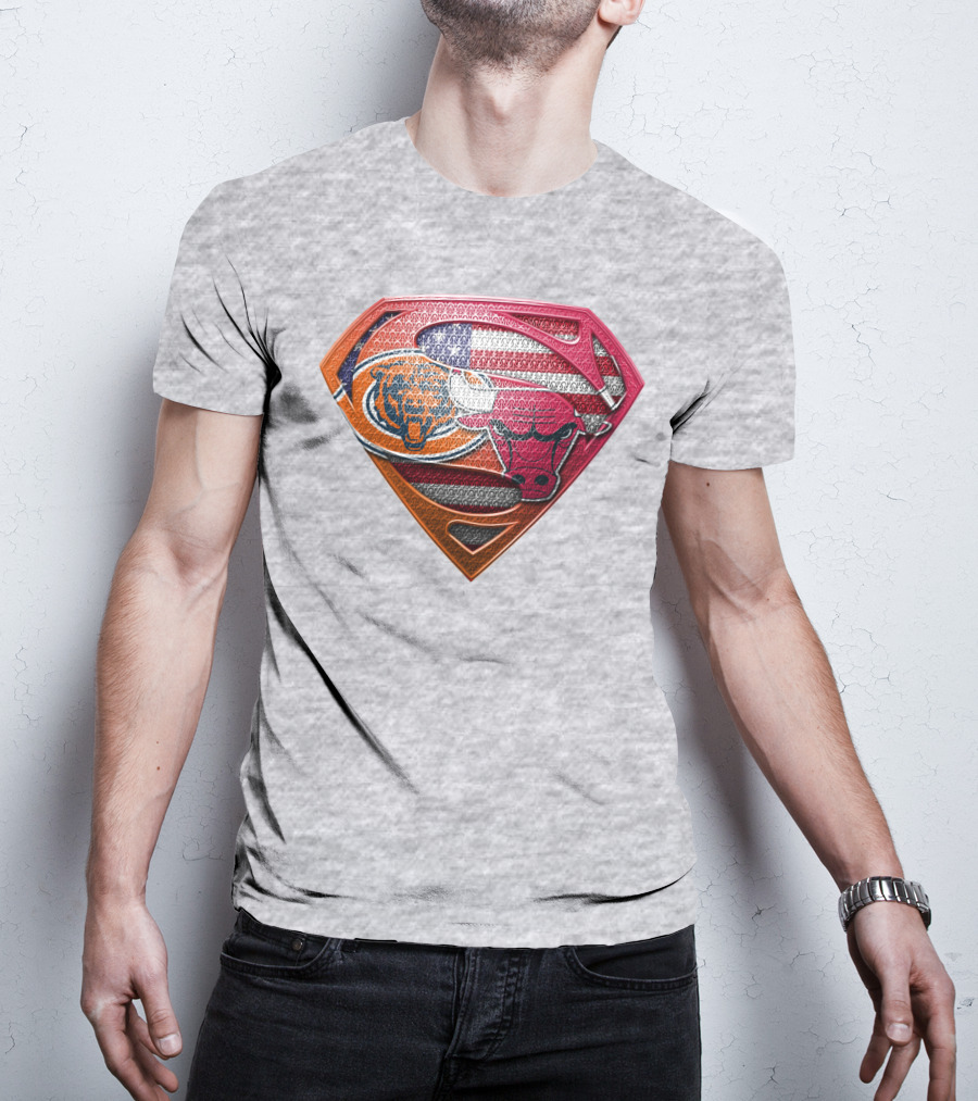 Super Symbols Collage:  Bears Bulls Usa Flag T-Shirt