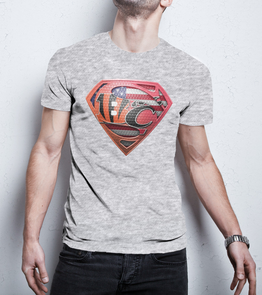 Superman Nfl Logo With American Flag Shield T-Shirt